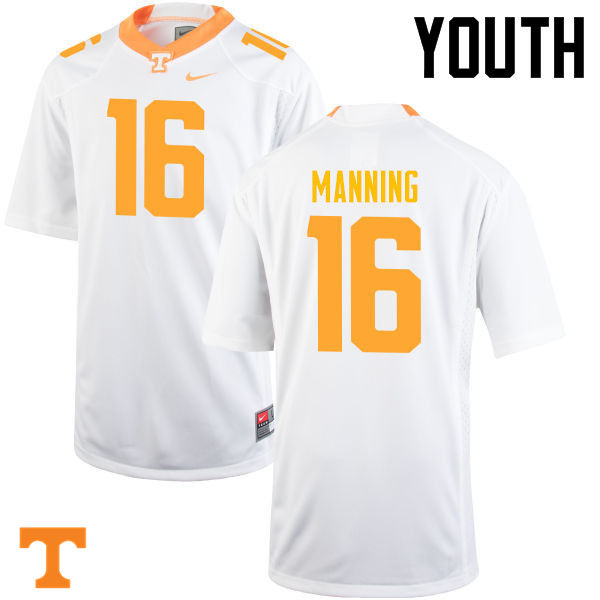 Youth #16 Peyton Manning Tennessee Volunteers College Football Jerseys-White